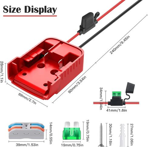 عبوتان من محول عجلات الطاقة لمحول بطارية Milwaukee M18، مجموعة محول بطارية عجلات الطاقة 18 فولت مع الصمامات والتبديل ومحطات الأسلاك، سلك 12AWG، للركوب بنفسك على الشاحنة وألعاب Rc in Saudi Arabia
