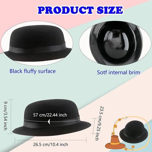 32 Pack Black Bowler Hats Plastic Derby Top Hat Bulk Costume Accessories for Men Women Kids Halloween Masquerades Party Dress up in Saudi Arabia