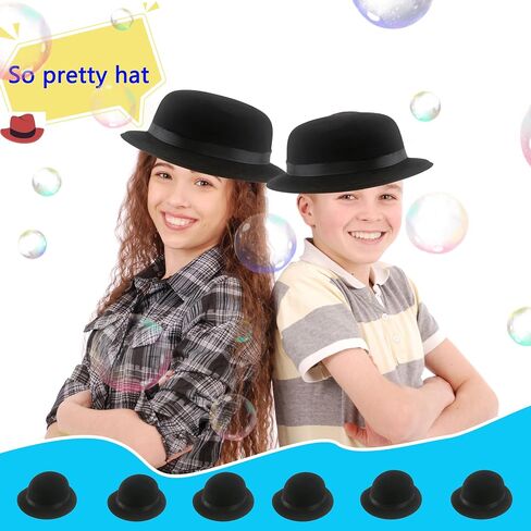 32 Pack Black Bowler Hats Plastic Derby Top Hat Bulk Costume Accessories for Men Women Kids Halloween Masquerades Party Dress up in Saudi Arabia