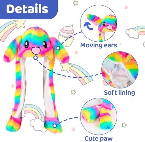 2 حزمة قبعة أرنب تتحرك آذان القفز، قبعات أرنب مضحكة للجنسين Earflaps قبعة آذان متحركة لفستان حفلة عيد الميلاد عطلة in Kuwait