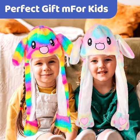 2 حزمة قبعة أرنب تتحرك آذان القفز، قبعات أرنب مضحكة للجنسين Earflaps قبعة آذان متحركة لفستان حفلة عيد الميلاد عطلة in Kuwait