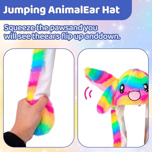 2 حزمة قبعة أرنب تتحرك آذان القفز، قبعات أرنب مضحكة للجنسين Earflaps قبعة آذان متحركة لفستان حفلة عيد الميلاد عطلة in Kuwait
