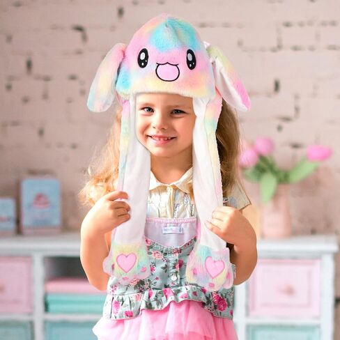 2 حزمة قبعة أرنب تتحرك آذان القفز، قبعات أرنب مضحكة للجنسين Earflaps قبعة آذان متحركة لفستان حفلة عيد الميلاد عطلة in Kuwait