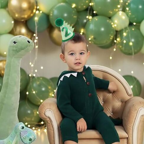 قبعة عيد ميلاد ديناصور خضراء زينة قبعة عيد الميلاد الثاني للأطفال البنات والأولاد مصنوعة يدويًا من الزي الطبيعي قبعة حفلات عيد الميلاد الأولى in Kuwait