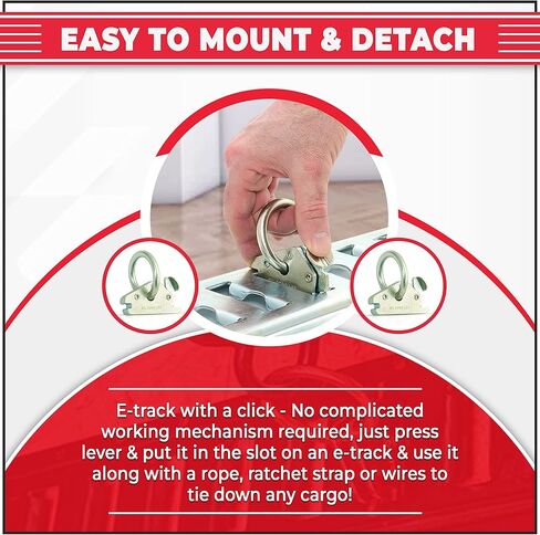 AFA Tooling E Track O Ring مرساة ثقيلة للغاية (24 حزمة) | سجل قوة كسر تبلغ 7000 رطل مع حركة رافعة زنبركية خالية من الانزلاق | خطافات دائرية من الفولاذ المقاوم للصدأ BS لحزام السقاطة in Kuwait