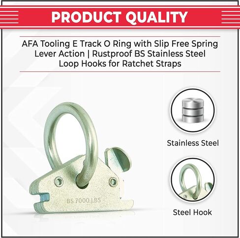AFA Tooling E Track O Ring مرساة ثقيلة للغاية (24 حزمة) | سجل قوة كسر تبلغ 7000 رطل مع حركة رافعة زنبركية خالية من الانزلاق | خطافات دائرية من الفولاذ المقاوم للصدأ BS لحزام السقاطة in Kuwait