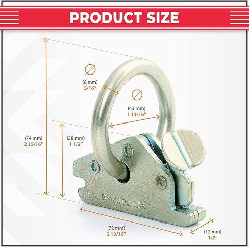 AFA Tooling E Track O Ring مرساة ثقيلة للغاية (24 حزمة) | سجل قوة كسر تبلغ 7000 رطل مع حركة رافعة زنبركية خالية من الانزلاق | خطافات دائرية من الفولاذ المقاوم للصدأ BS لحزام السقاطة in Kuwait