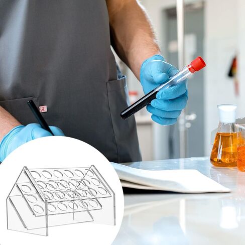 Slant Rack Acrylic Test Tube Holder Rack 8 Holes Centrifuge Tube Rack for 50ML Tubes Clear Suit for Tubes Less Than 3cm/1.2inch in Diameter (8 Holes(50ML)) in Saudi Arabia