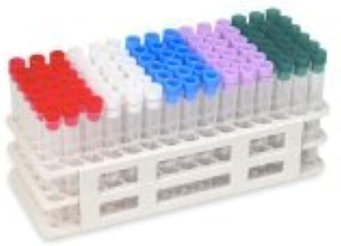 90 Tube - 13x100mm Clear Plastic Test Tube Set with Caps and Rack - Karter Scientific 207D3 in Saudi Arabia