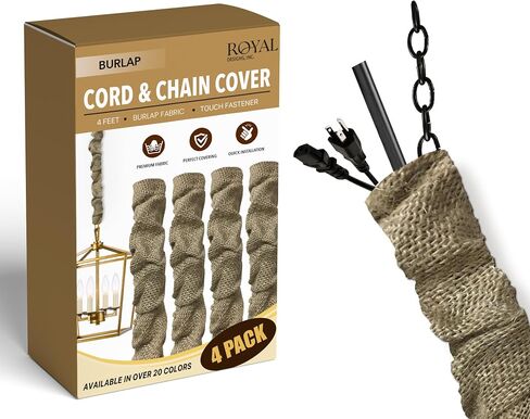 Royal Designs, Inc. CC-11-AGL Antique Gold Cord & Chain Cover- 4 feet- Silk-type Fabric Touch Fastener - Use for Chandelier Lighting Wires in Saudi Arabia