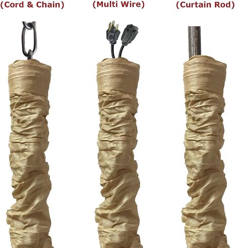 Royal Designs, Inc. CC-11-AGL Antique Gold Cord & Chain Cover- 4 feet- Silk-type Fabric Touch Fastener - Use for Chandelier Lighting Wires in Saudi Arabia
