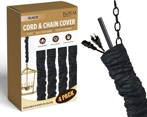 Royal Designs, Inc. CC-11-AGL Antique Gold Cord & Chain Cover- 4 feet- Silk-type Fabric Touch Fastener - Use for Chandelier Lighting Wires in Saudi Arabia