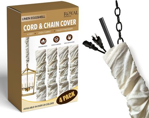 Royal Designs, Inc. CC-11-AGL Antique Gold Cord & Chain Cover- 4 feet- Silk-type Fabric Touch Fastener - Use for Chandelier Lighting Wires in Saudi Arabia