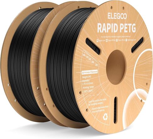 ELEGOO Rapid PETG Filament 1.75 مم أسود 2 كجم، سرعة عالية 30-600 مم/ثانية دقة أبعاد الطابعة ثلاثية الأبعاد +/- 0.02 مم، بكرة من الورق المقوى 1 كجم (2.2 رطل) تناسب معظم طابعات FDM ثلاثية الأبعاد in Saudi Arabia