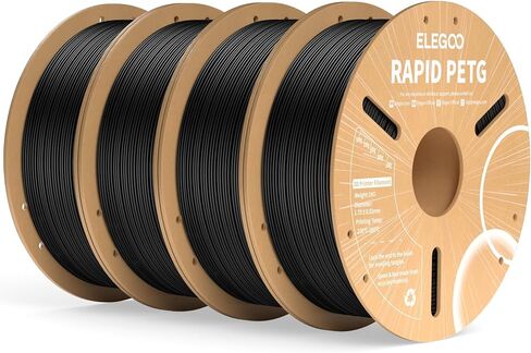 ELEGOO Rapid PETG Filament 1.75 مم أسود 2 كجم، سرعة عالية 30-600 مم/ثانية دقة أبعاد الطابعة ثلاثية الأبعاد +/- 0.02 مم، بكرة من الورق المقوى 1 كجم (2.2 رطل) تناسب معظم طابعات FDM ثلاثية الأبعاد in Saudi Arabia