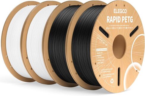 ELEGOO Rapid PETG Filament 1.75 مم أسود 2 كجم، سرعة عالية 30-600 مم/ثانية دقة أبعاد الطابعة ثلاثية الأبعاد +/- 0.02 مم، بكرة من الورق المقوى 1 كجم (2.2 رطل) تناسب معظم طابعات FDM ثلاثية الأبعاد in Saudi Arabia