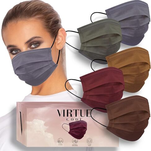 أقنعة الوجه المتوازنة من VIRTUE CODE - أقنعة الوجه المريحة الناعمة المكونة من 3 طبقات والتي يمكن التخلص منها in Kuwait