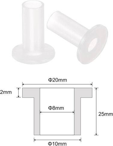 uxcell 4pcs Flanged Sleeve Bearings Plastic Bushings 10.1mm Bore x 14mm OD x 10mm Length Nylon Bushings, White in Saudi Arabia