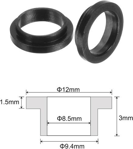 uxcell 4pcs Flanged Sleeve Bearings Plastic Bushings 10.1mm Bore x 14mm OD x 10mm Length Nylon Bushings, White in Saudi Arabia