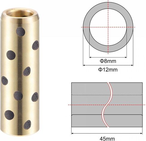uxcell Sleeve Bearings 8mm Bore 15mm OD 24mm Length Wrapped Oilless Bushings Brass Graphite 2pcs in Saudi Arabia