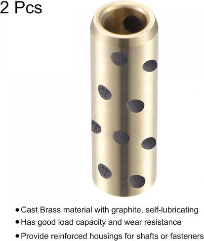 uxcell Sleeve Bearings 8mm Bore 15mm OD 24mm Length Wrapped Oilless Bushings Brass Graphite 2pcs in Saudi Arabia