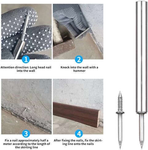 100PCS Double Head Skirting Seamless Nails - Double Head Skirting Nails, Veneer Concealment Nails for Home Decor, Woodwork, Furniture and Construction, Outdoor and Indoor Domestic Use in Saudi Arabia