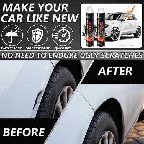 طلاء لمسات نهائية للسيارات، قلم طلاء السيارة الأبيض لإصلاح الخدوش، طلاء لمس مزدوج في واحد، حل سريع وسهل لإصلاح الخدوش الطفيفة في السيارة، قلم طلاء اللمس 0.4 أونصة سائلة in Kuwait