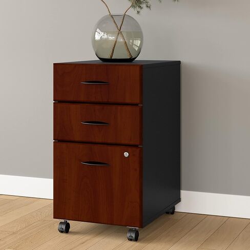 Bush Business Furniture Series A 3 Drawer Mobile File Cabinet in Hansen Cherry & Galaxy - Assembled, Rolling Document Storage for Home or Professional Office in Saudi Arabia