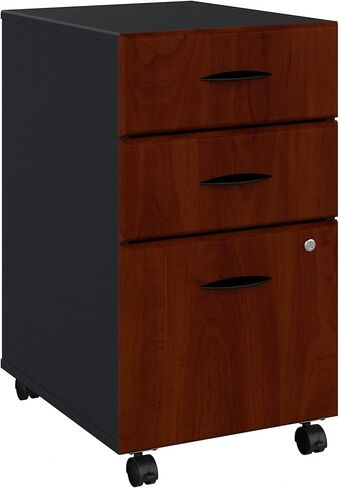 Bush Business Furniture Series A 3 Drawer Mobile File Cabinet in Hansen Cherry & Galaxy - Assembled, Rolling Document Storage for Home or Professional Office in Saudi Arabia