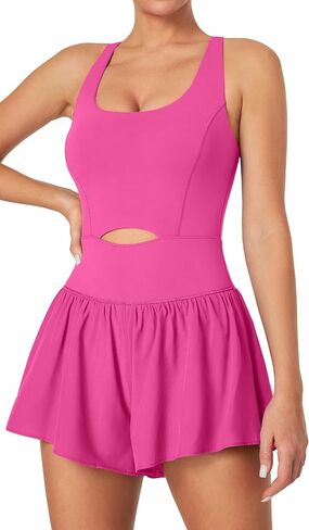 IUGA Workout Romper Tummy Control Padded Athletic Romper with Built in Shorts Running Onesie for Women Jumpsuits Gym Clothes in Saudi Arabia