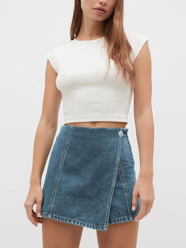 PLNOTME Womens Denim Skorts High Waisted Casual Summer Asymmetrical Hem Criss Cross Jean Skirt Shorts in Saudi Arabia