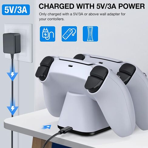 PS5 Controller Charger Station,PS5 Charging Station with Fast Charging Cord, Replacement for DualSense Controller PS5 Remote Control Charger Docking Station in Saudi Arabia