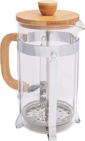 Elanze Designs Natural Grain 1 Liter Large Glass and Bamboo French Press Coffee and Loose Leaf Tea Maker in Saudi Arabia