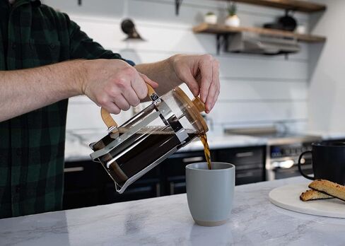 Elanze Designs Natural Grain 1 Liter Large Glass and Bamboo French Press Coffee and Loose Leaf Tea Maker in Saudi Arabia