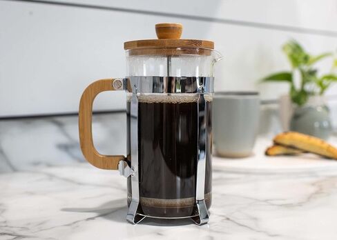 Elanze Designs Natural Grain 1 Liter Large Glass and Bamboo French Press Coffee and Loose Leaf Tea Maker in Saudi Arabia