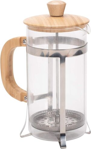 Elanze Designs Natural Grain 1 Liter Large Glass and Bamboo French Press Coffee and Loose Leaf Tea Maker in Saudi Arabia