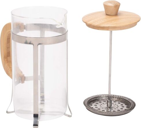 Elanze Designs Natural Grain 1 Liter Large Glass and Bamboo French Press Coffee and Loose Leaf Tea Maker in Saudi Arabia