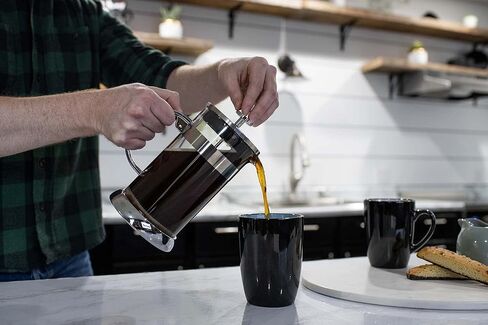 Elanze Designs Natural Grain 1 Liter Large Glass and Bamboo French Press Coffee and Loose Leaf Tea Maker in Kuwait