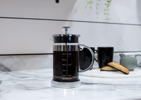 Elanze Designs Natural Grain 1 Liter Large Glass and Bamboo French Press Coffee and Loose Leaf Tea Maker in Kuwait