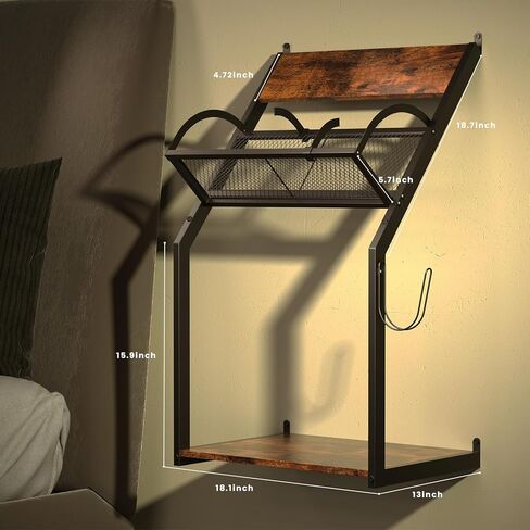 HOYRR Record Player Stand,Turntable Stand,Record Player Table,Wall Mounted Record Player Stand,Vinyl Record Wall Mount,Vintage Ironwood Turntable Stand,Record Player Stand with Storage in Kuwait