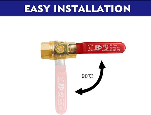 BH Brass 1/2" Full Port Ball Valve with Red Vinyl Handle, NPT Female x Female Thread,150 PSI WSP/600 WOG (1/2"),1 pack in Saudi Arabia