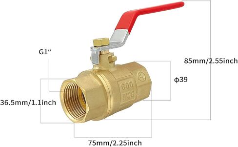BH Brass 1/2" Full Port Ball Valve with Red Vinyl Handle, NPT Female x Female Thread,150 PSI WSP/600 WOG (1/2"),1 pack in Saudi Arabia