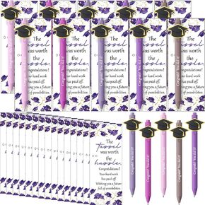 20 Sets Graduation Ballpoint Pen Class of 2025 Gifts Bulk Graduation Cap Ballpoint Pen With Motivational Greeting Cards Party Favors for University College Middle High School (Purple) in Kuwait