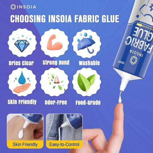 الغراء النسيج دائم ، 15 ملليبل × 2 غراء الملابس الصافية ، لاصق القماش القوي لأحجار الراين ، بقع ، ملابس ، الدنيم ، الجلود ، البوليستر ، الأقمشة ، إصلاح الدمية ، الفانيلا ، القطن والمزيد in Kuwait