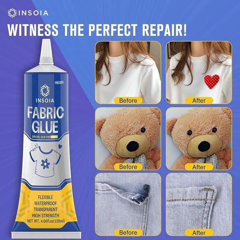 الغراء النسيج دائم ، 15 ملليبل × 2 غراء الملابس الصافية ، لاصق القماش القوي لأحجار الراين ، بقع ، ملابس ، الدنيم ، الجلود ، البوليستر ، الأقمشة ، إصلاح الدمية ، الفانيلا ، القطن والمزيد in Kuwait