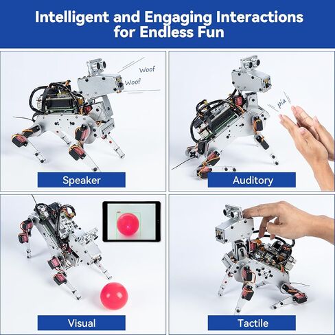SunFounder AI Robot Kit with Raspberry Pi Zero 2 W+32G TF Card, ChatGPT-4o Enabled with Voice Command & Video Recognition, App Control, FPV, 12 Servos, Gyroscope, Camera, Mic in Kuwait