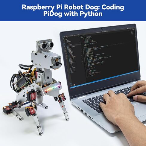 SunFounder AI Robot Kit with Raspberry Pi Zero 2 W+32G TF Card, ChatGPT-4o Enabled with Voice Command & Video Recognition, App Control, FPV, 12 Servos, Gyroscope, Camera, Mic in Kuwait