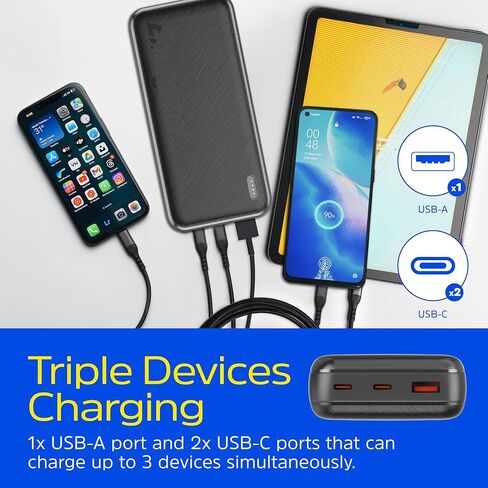 بنك الطاقة الطاقة - 10000 مللي أمبير في الساعة شاحن محمول البوليمرات البوليمرات عالية السعة ، والوزن الخفيف ، والشحن السريع ، وتوافق مع Android/iPhone 15 16 Plus Pro Max/iPad و Etc_ue10055pq in Kuwait