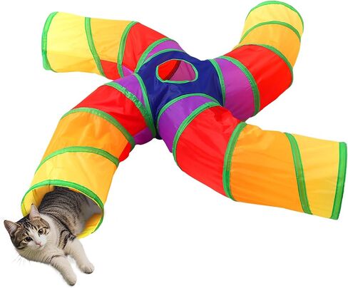 ‌ Coolcandy Tunnel Cat & Interactive Cat Toy Indoor ، ألعاب نفق S-T للقطط الداخلية ، كهف Peekaboo التفاعلي القابل للطي مع كرة اللعب ، للعب متعدد الاتجاهات والحيوانات الصغيرة in Saudi Arabia