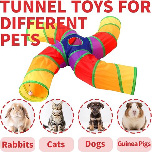 ‌ Coolcandy Tunnel Cat & Interactive Cat Toy Indoor ، ألعاب نفق S-T للقطط الداخلية ، كهف Peekaboo التفاعلي القابل للطي مع كرة اللعب ، للعب متعدد الاتجاهات والحيوانات الصغيرة in Saudi Arabia